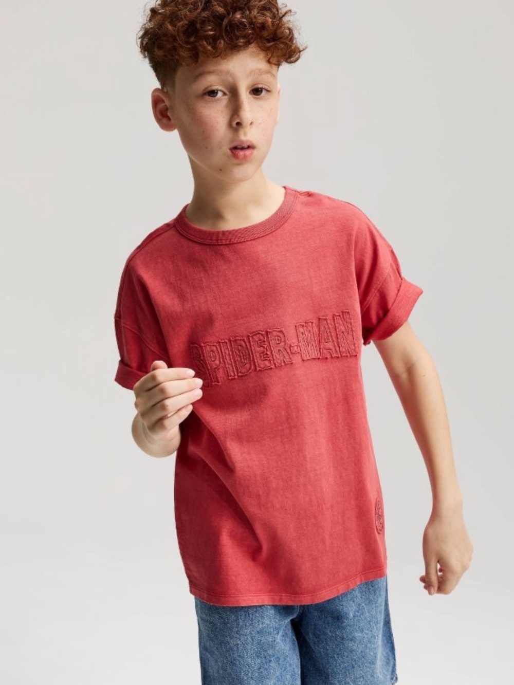 Cat & Jack Red Spider-Man Embroidered Short Sleeve Tee